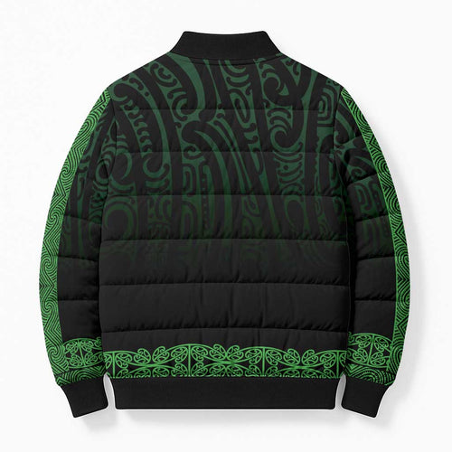 New Zealand Maori Kowhaiwhai Bomber Puffer Jacket Kakariki Maui and Mangopare - Aussie Hoodie