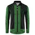 New Zealand Maori Kowhaiwhai Button Sweatshirt Kakariki Maui and Mangopare