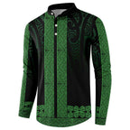 New Zealand Maori Kowhaiwhai Button Sweatshirt Kakariki Maui and Mangopare