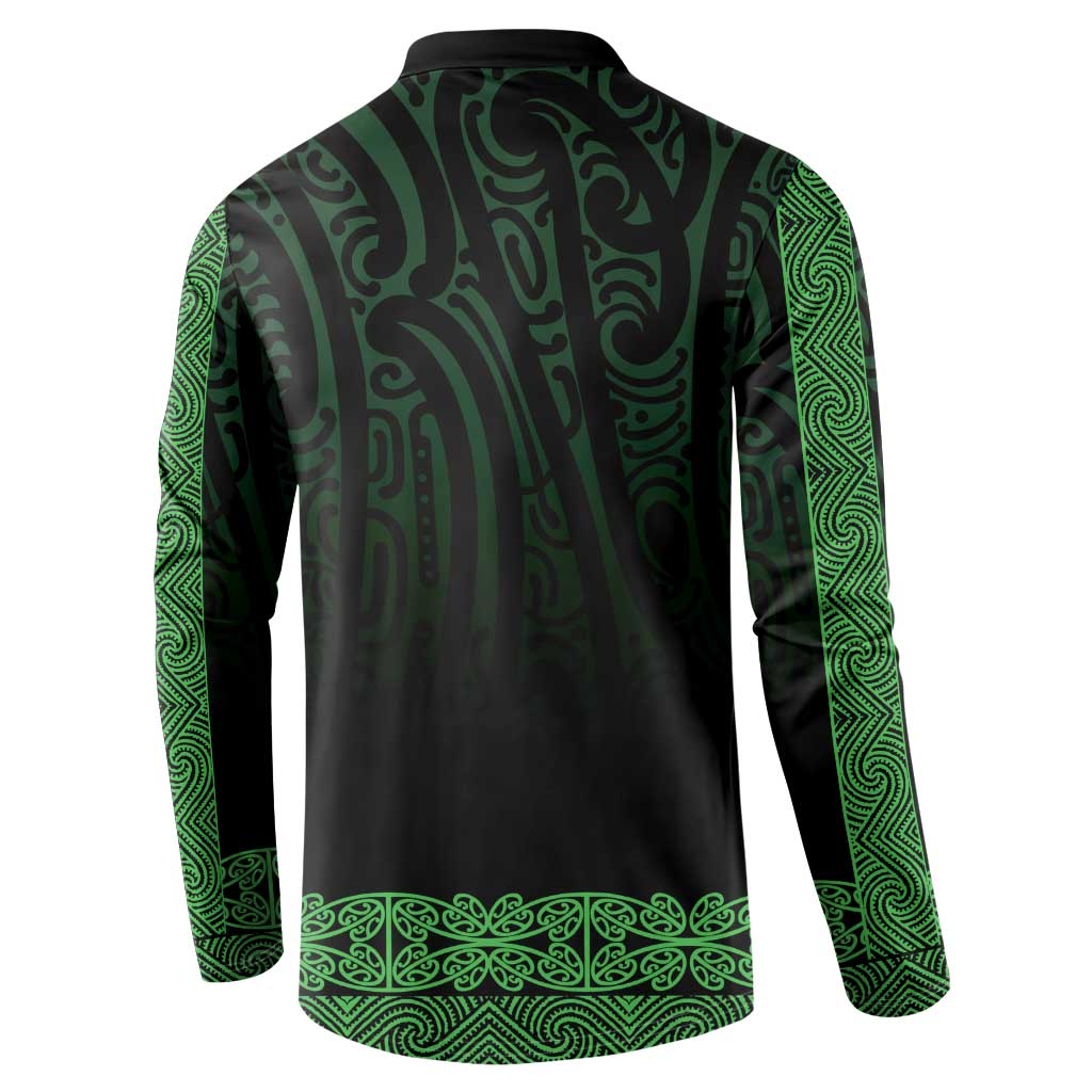 New Zealand Maori Kowhaiwhai Button Sweatshirt Kakariki Maui and Mangopare