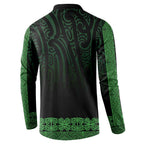 New Zealand Maori Kowhaiwhai Button Sweatshirt Kakariki Maui and Mangopare