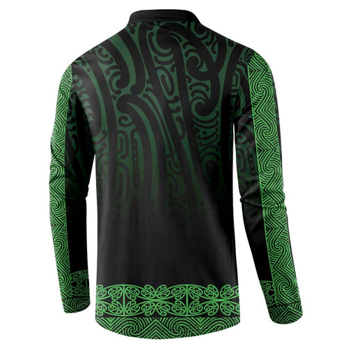 New Zealand Maori Kowhaiwhai Button Sweatshirt Kakariki Maui and Mangopare