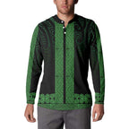 New Zealand Maori Kowhaiwhai Button Sweatshirt Kakariki Maui and Mangopare