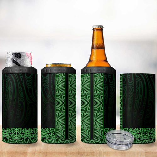 New Zealand Maori Kowhaiwhai 4 in 1 Can Cooler Tumbler Kakariki Maui and Mangopare