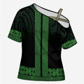 New Zealand Maori Kowhaiwhai Cross Shoulder Shirt Kakariki Maui and Mangopare - Aussie Hoodie