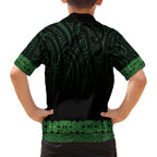 New Zealand Maori Kowhaiwhai Family Matching Long Sleeve Bodycon Dress and Hawaiian Shirt Kakariki Maui and Mangopare