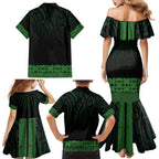 New Zealand Maori Kowhaiwhai Family Matching Mermaid Dress and Hawaiian Shirt Kakariki Maui and Mangopare