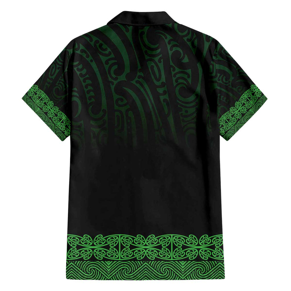 New Zealand Maori Kowhaiwhai Family Matching Off The Shoulder Long Sleeve Dress and Hawaiian Shirt Kakariki Maui and Mangopare