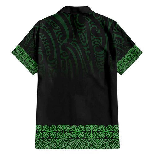New Zealand Maori Kowhaiwhai Family Matching Off The Shoulder Long Sleeve Dress and Hawaiian Shirt Kakariki Maui and Mangopare