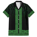 New Zealand Maori Kowhaiwhai Family Matching Off Shoulder Short Dress and Hawaiian Shirt Kakariki Maui and Mangopare