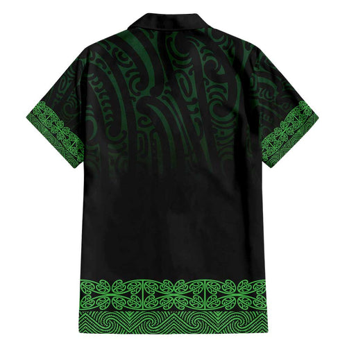 New Zealand Maori Kowhaiwhai Family Matching Off Shoulder Short Dress and Hawaiian Shirt Kakariki Maui and Mangopare