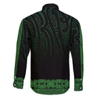 New Zealand Maori Kowhaiwhai Family Matching Off Shoulder Short Dress and Hawaiian Shirt Kakariki Maui and Mangopare