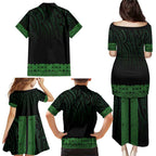 New Zealand Maori Kowhaiwhai Family Matching Puletasi and Hawaiian Shirt Kakariki Maui and Mangopare