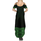 New Zealand Maori Kowhaiwhai Family Matching Summer Maxi Dress and Hawaiian Shirt Kakariki Maui and Mangopare
