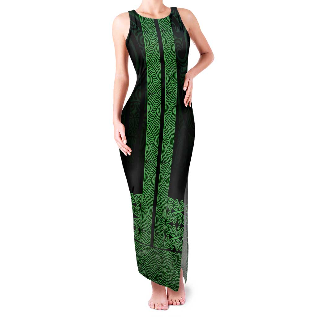 New Zealand Maori Kowhaiwhai Family Matching Tank Maxi Dress and Hawaiian Shirt Kakariki Maui and Mangopare