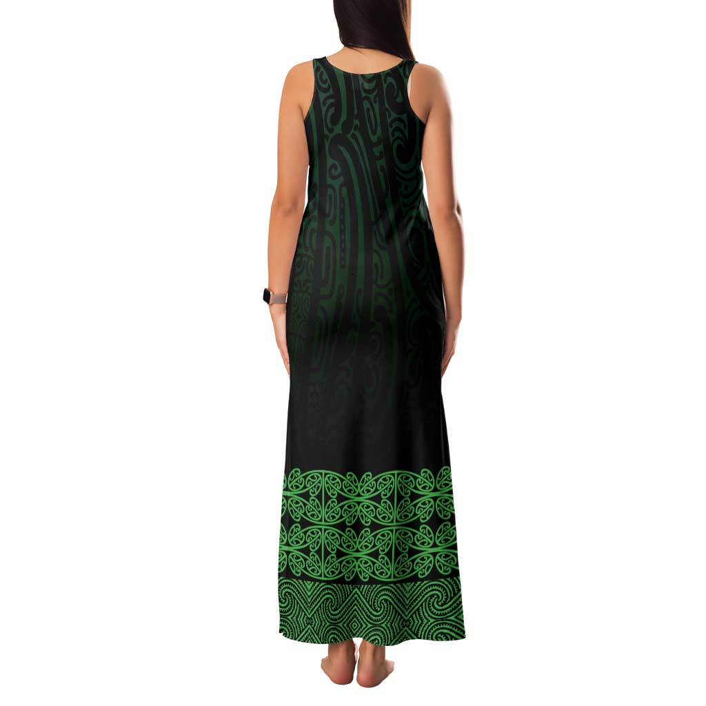 New Zealand Maori Kowhaiwhai Family Matching Tank Maxi Dress and Hawaiian Shirt Kakariki Maui and Mangopare