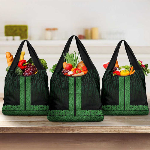New Zealand Maori Kowhaiwhai Grocery Bag Kakariki Maui and Mangopare