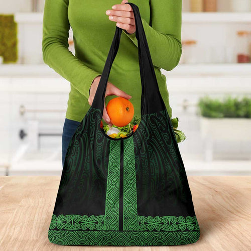 New Zealand Maori Kowhaiwhai Grocery Bag Kakariki Maui and Mangopare