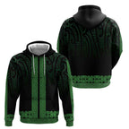 New Zealand Maori Kowhaiwhai Hoodie Kakariki Maui and Mangopare