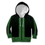 New Zealand Maori Kowhaiwhai Kid Hoodie Kakariki Maui and Mangopare