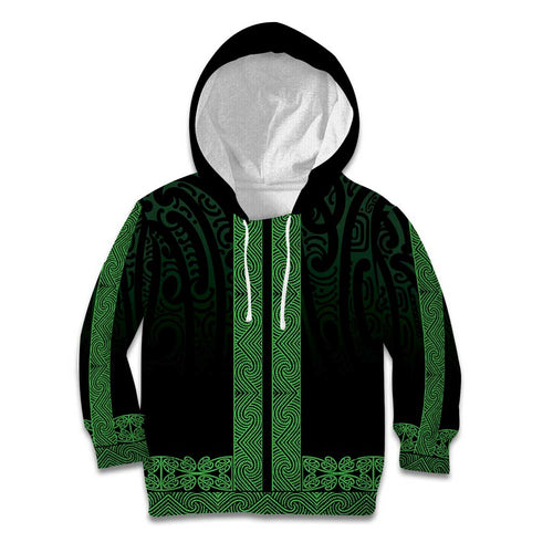 New Zealand Maori Kowhaiwhai Kid Hoodie Kakariki Maui and Mangopare