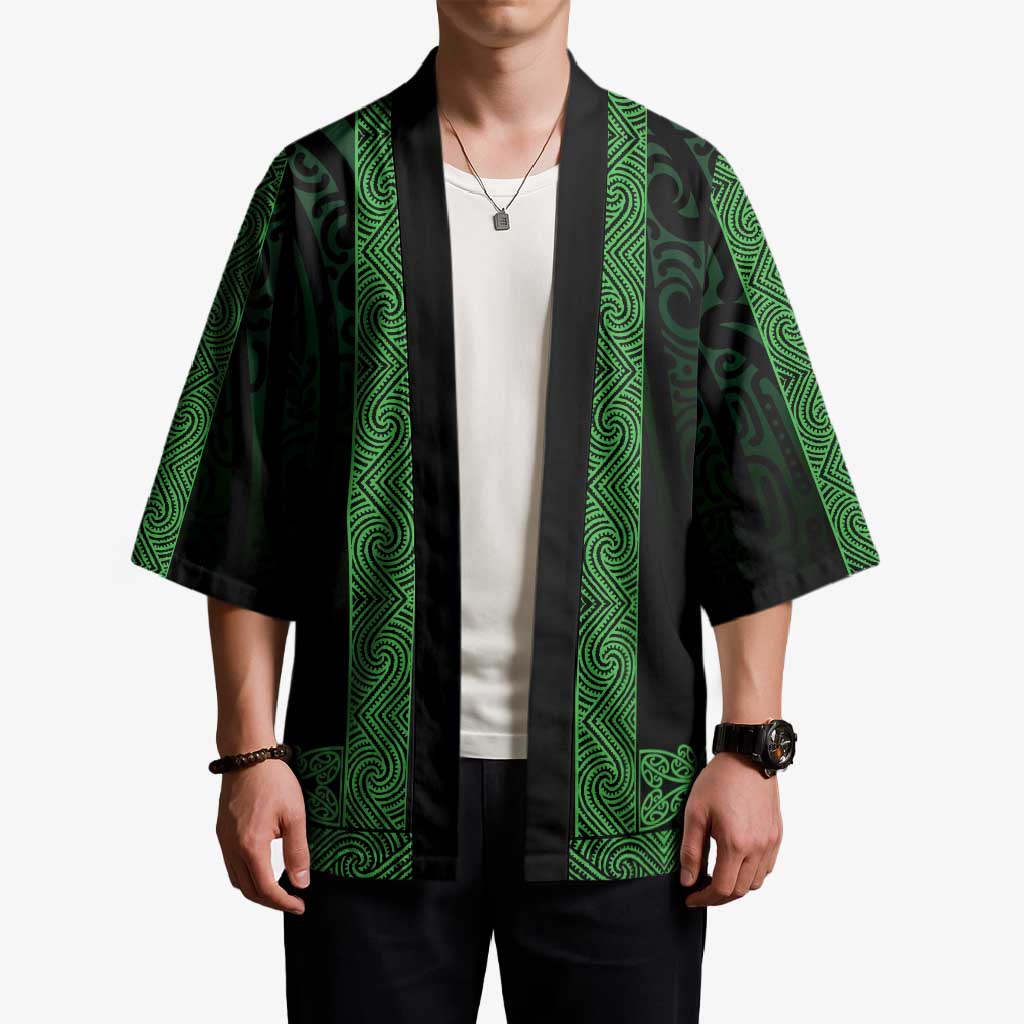 New Zealand Maori Kowhaiwhai Kimono Kakariki Maui and Mangopare - Aussie Hoodie