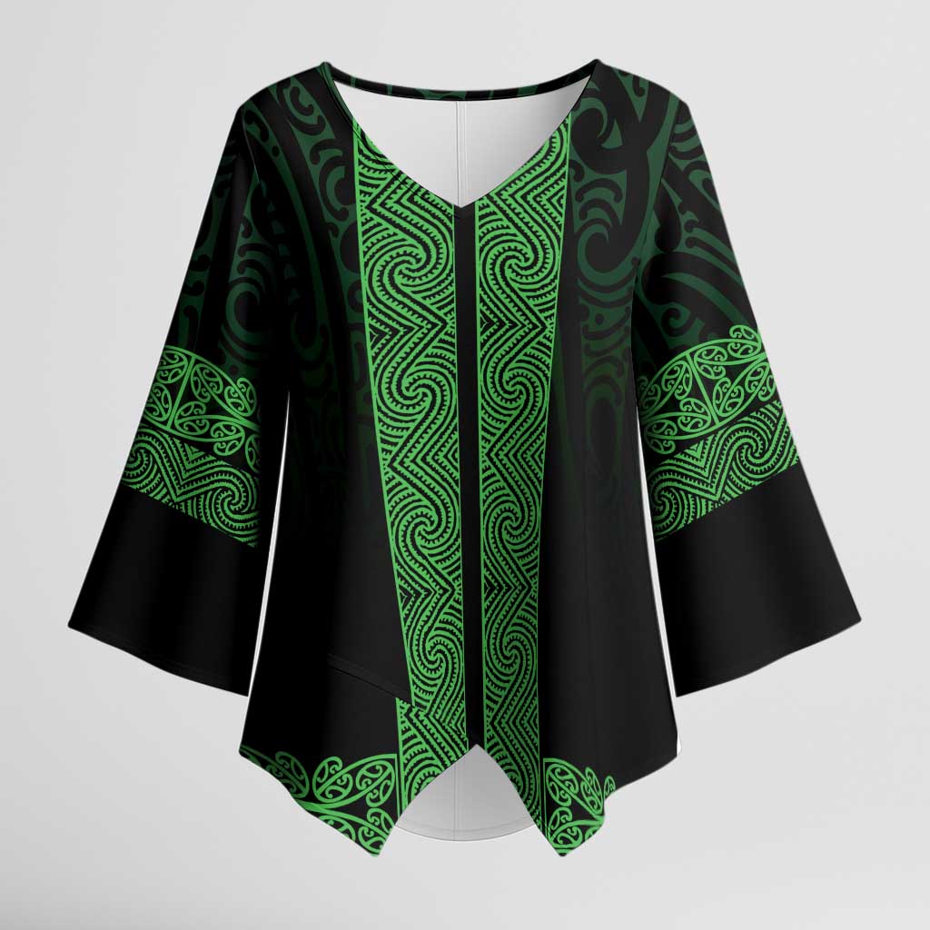 New Zealand Maori Kowhaiwhai Kimono Sleeve Blouse Kakariki Maui and Mangopare - Aussie Hoodie