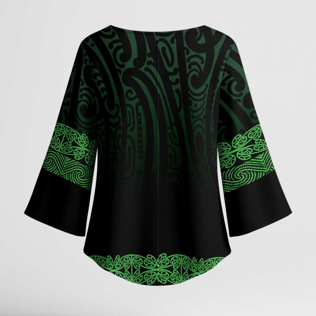 New Zealand Maori Kowhaiwhai Kimono Sleeve Blouse Kakariki Maui and Mangopare - Aussie Hoodie