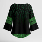 New Zealand Maori Kowhaiwhai Kimono Sleeve Blouse Kakariki Maui and Mangopare - Aussie Hoodie