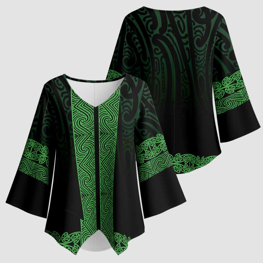 New Zealand Maori Kowhaiwhai Kimono Sleeve Blouse Kakariki Maui and Mangopare - Aussie Hoodie