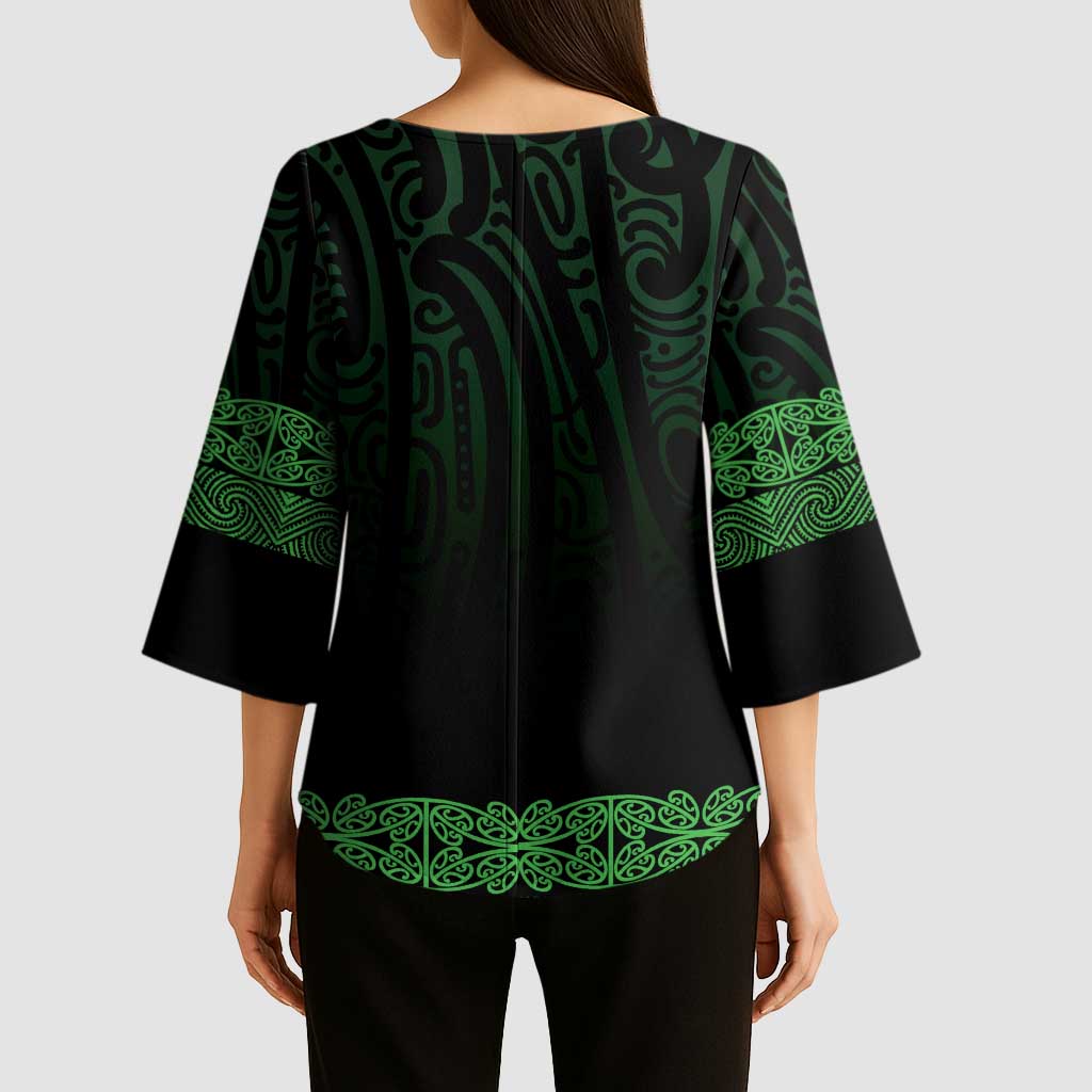 New Zealand Maori Kowhaiwhai Kimono Sleeve Blouse Kakariki Maui and Mangopare - Aussie Hoodie