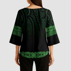 New Zealand Maori Kowhaiwhai Kimono Sleeve Blouse Kakariki Maui and Mangopare - Aussie Hoodie