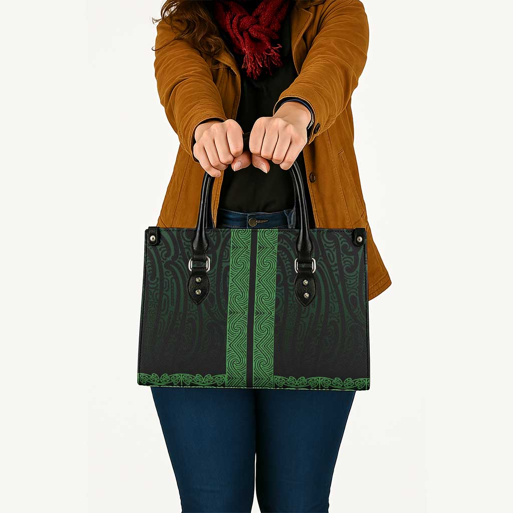New Zealand Maori Kowhaiwhai Leather Bag Kakariki Maui and Mangopare - Aussie Hoodie