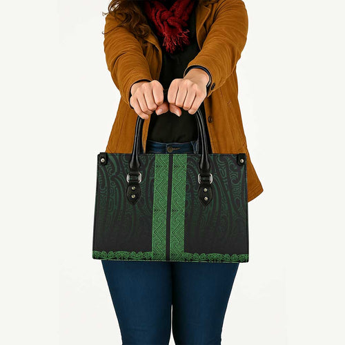 New Zealand Maori Kowhaiwhai Leather Bag Kakariki Maui and Mangopare - Aussie Hoodie