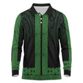 New Zealand Maori Kowhaiwhai Long Sleeve Polo Shirt Kakariki Maui and Mangopare