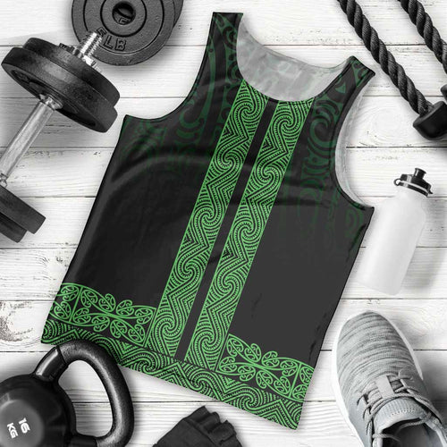 New Zealand Maori Kowhaiwhai Men Tank Top Kakariki Maui and Mangopare