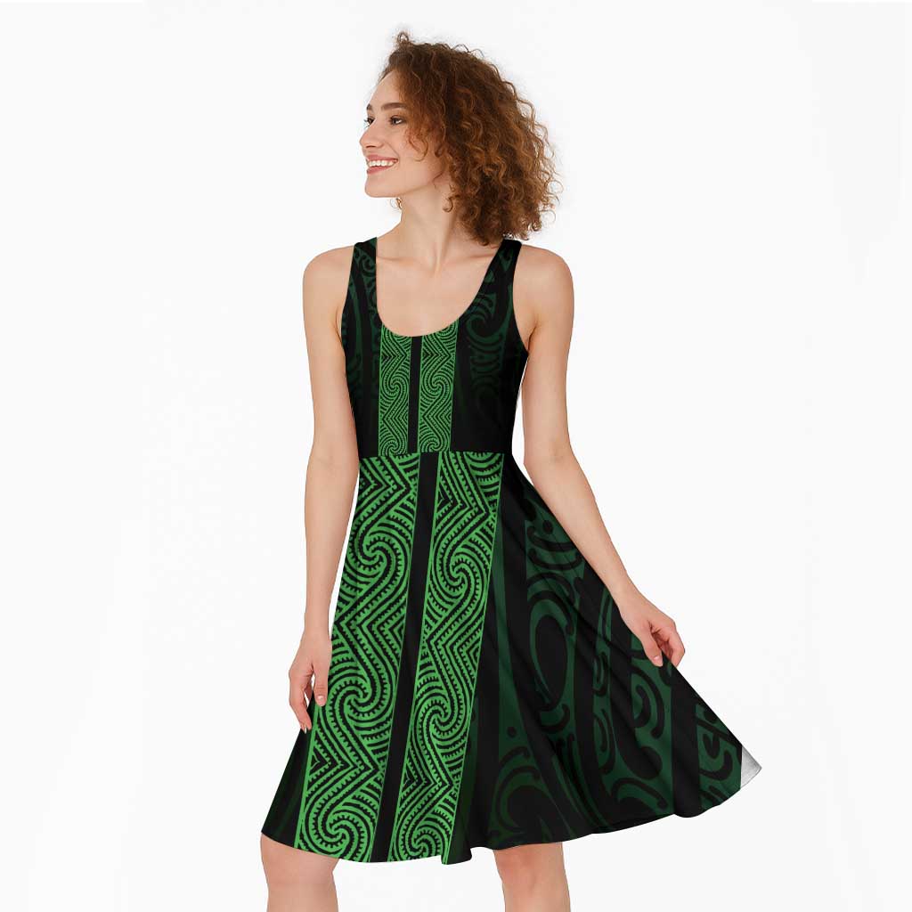New Zealand Maori Kowhaiwhai Midi Dress Kakariki Maui and Mangopare - Aussie Hoodie