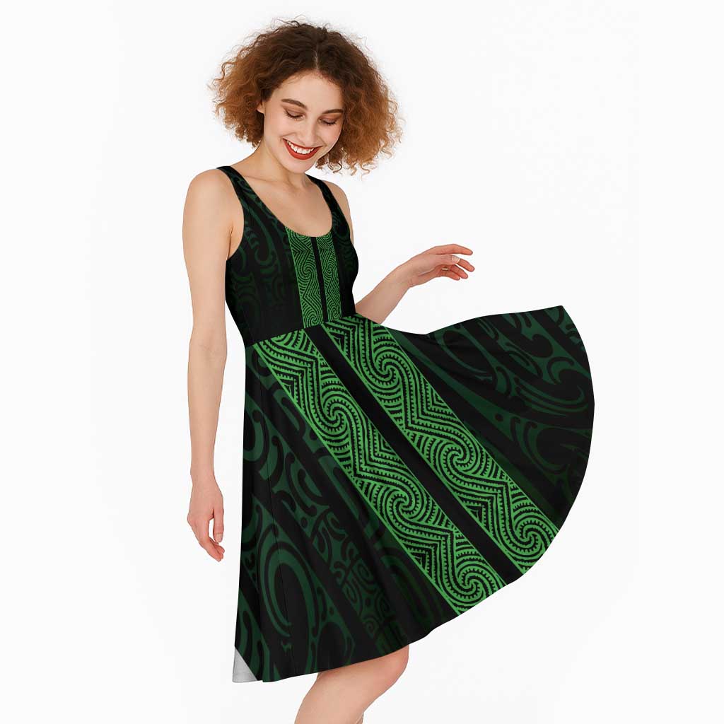 New Zealand Maori Kowhaiwhai Midi Dress Kakariki Maui and Mangopare - Aussie Hoodie