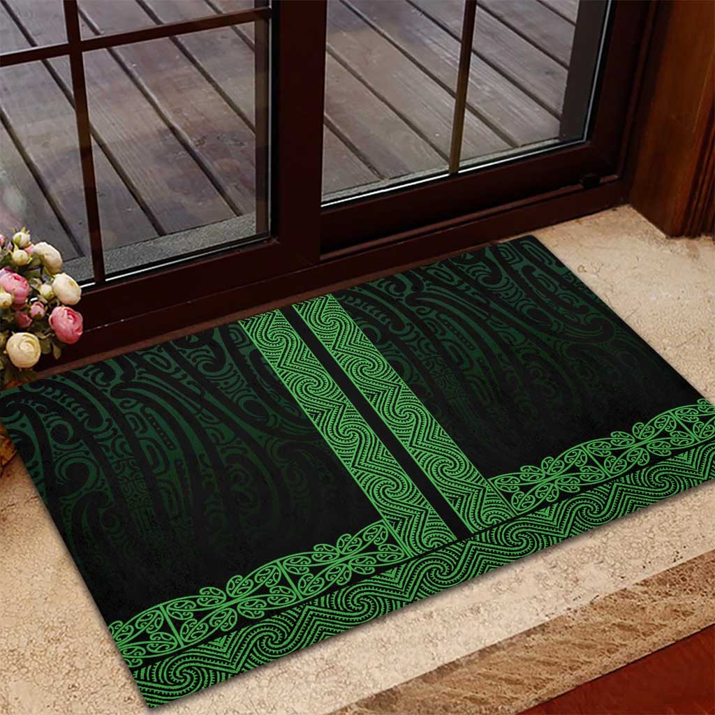 New Zealand Maori Kowhaiwhai Rubber Doormat Kakariki Maui and Mangopare