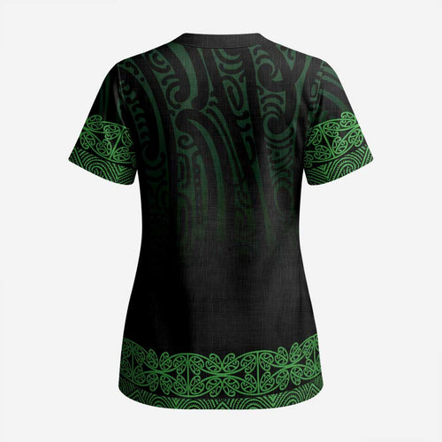 New Zealand Maori Kowhaiwhai Scrub Top Kakariki Maui and Mangopare - Aussie Hoodie
