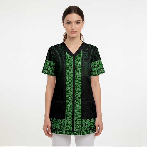 New Zealand Maori Kowhaiwhai Scrub Top Kakariki Maui and Mangopare - Aussie Hoodie