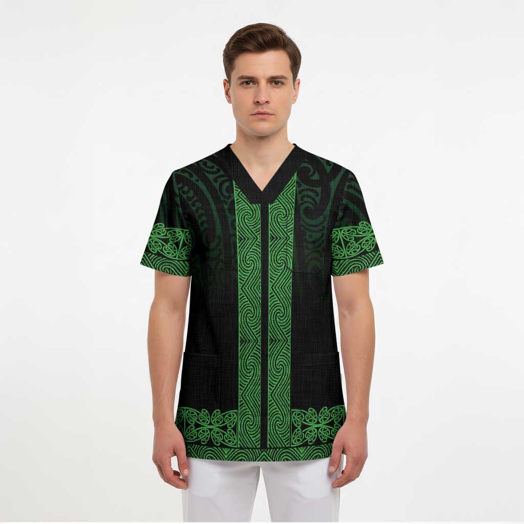 New Zealand Maori Kowhaiwhai Scrub Top Kakariki Maui and Mangopare - Aussie Hoodie