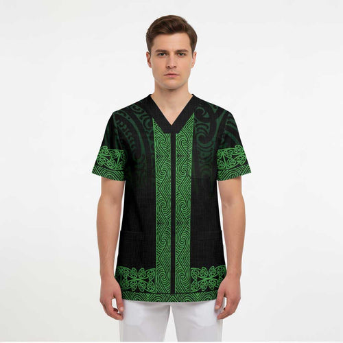 New Zealand Maori Kowhaiwhai Scrub Top Kakariki Maui and Mangopare - Aussie Hoodie