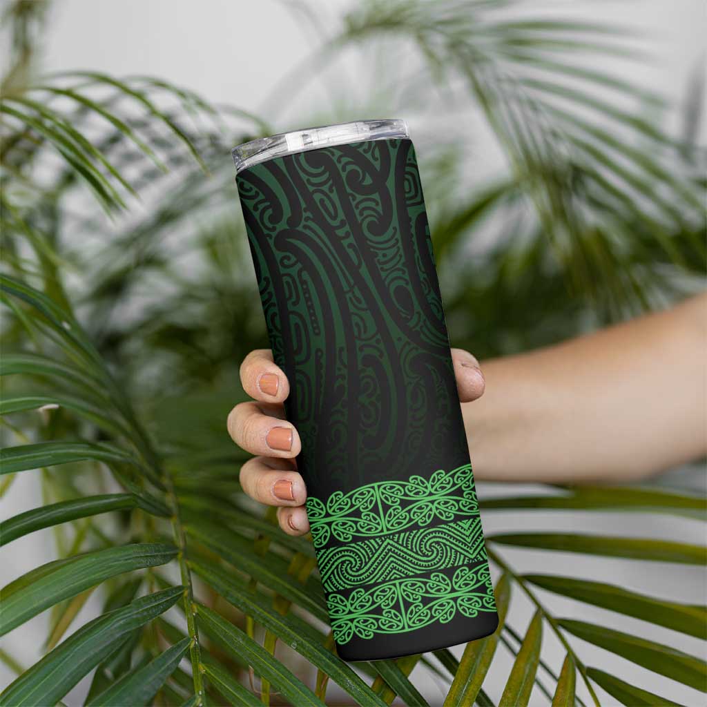 New Zealand Maori Kowhaiwhai Skinny Tumbler Kakariki Maui and Mangopare