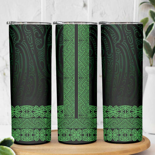 New Zealand Maori Kowhaiwhai Skinny Tumbler Kakariki Maui and Mangopare