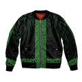 New Zealand Maori Kowhaiwhai Sleeve Zip Bomber Jacket Kakariki Maui and Mangopare