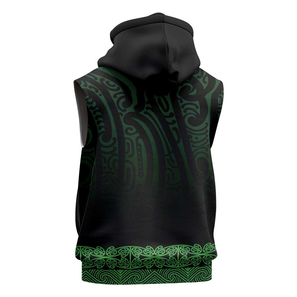 New Zealand Maori Kowhaiwhai Sleeveless Hoodie Kakariki Maui and Mangopare - Aussie Hoodie