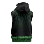 New Zealand Maori Kowhaiwhai Sleeveless Hoodie Kakariki Maui and Mangopare - Aussie Hoodie