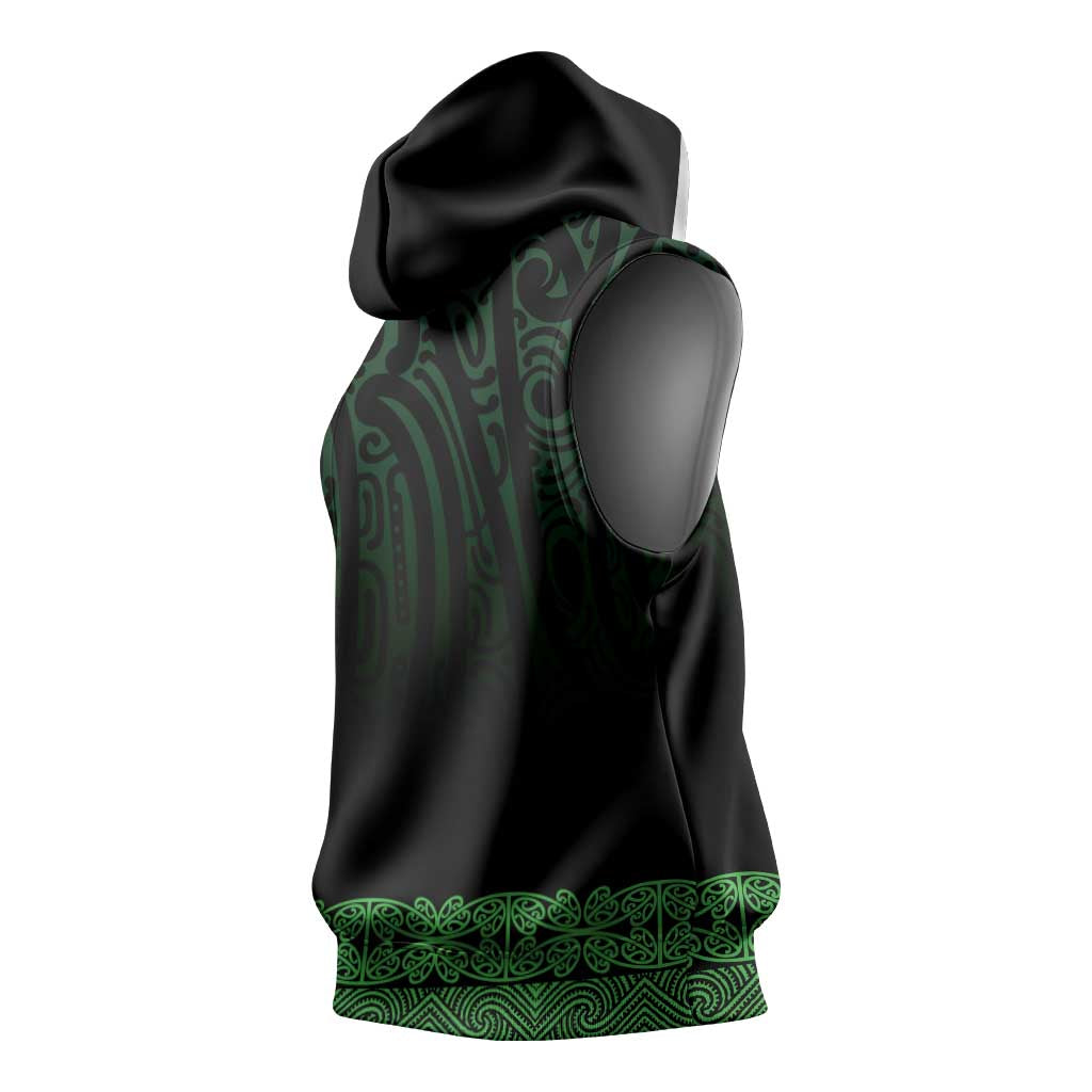 New Zealand Maori Kowhaiwhai Sleeveless Hoodie Kakariki Maui and Mangopare - Aussie Hoodie