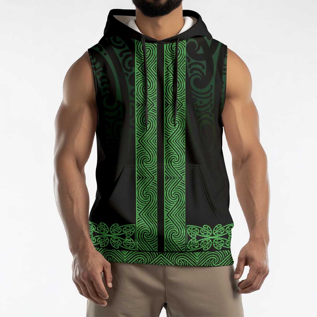 New Zealand Maori Kowhaiwhai Sleeveless Hoodie Kakariki Maui and Mangopare - Aussie Hoodie